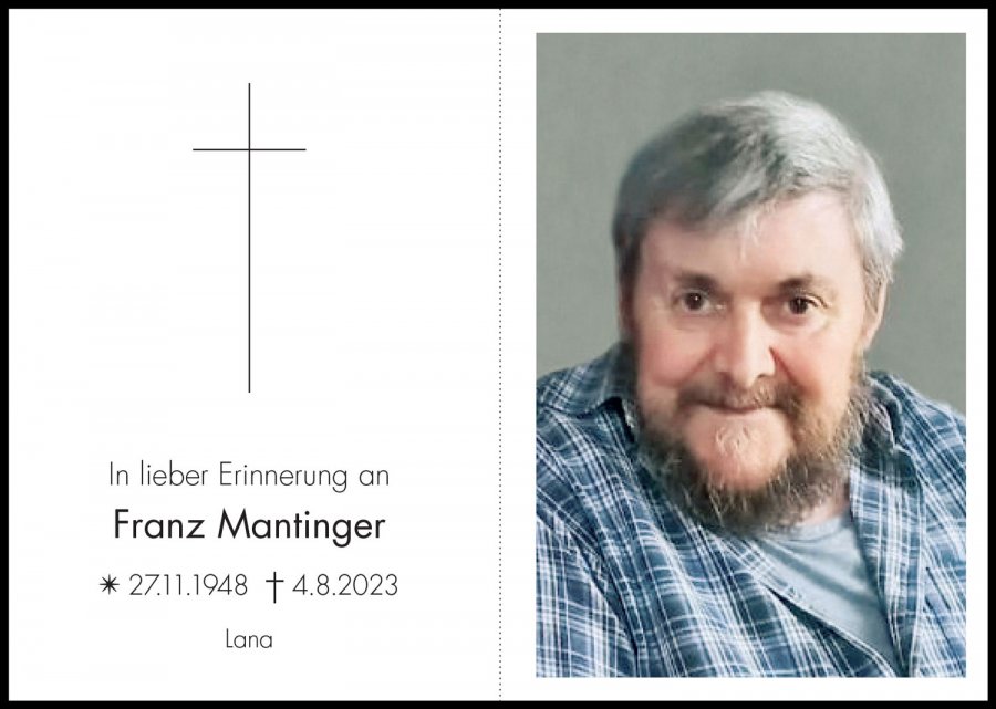 Sterbebild: Franz Mantinger