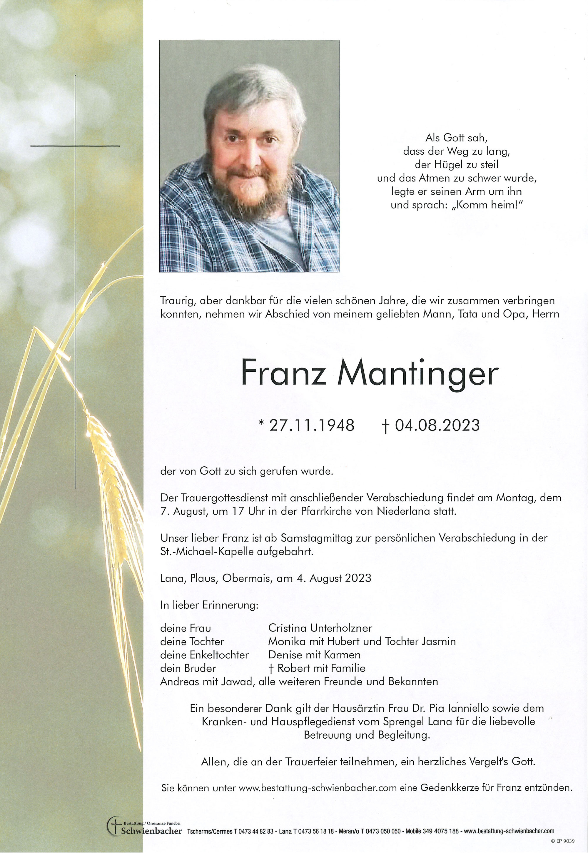 Parte: Franz Mantinger 