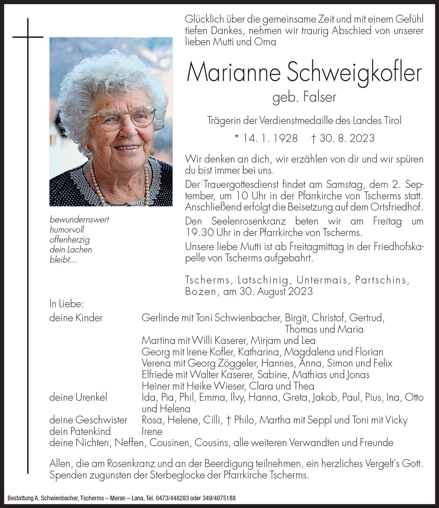 Medien: Marianne Schweigkofler geb. Falser