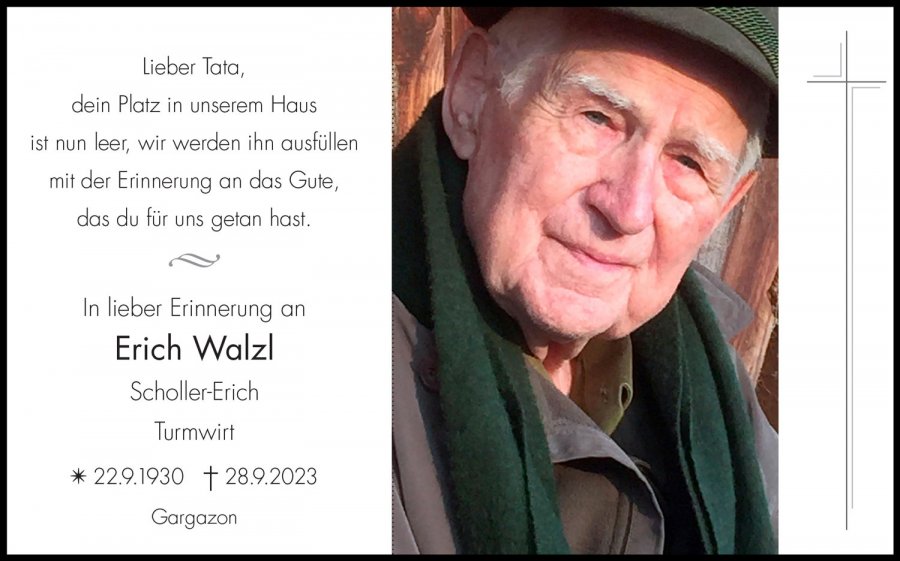 Sterbebild: Erich Walzl