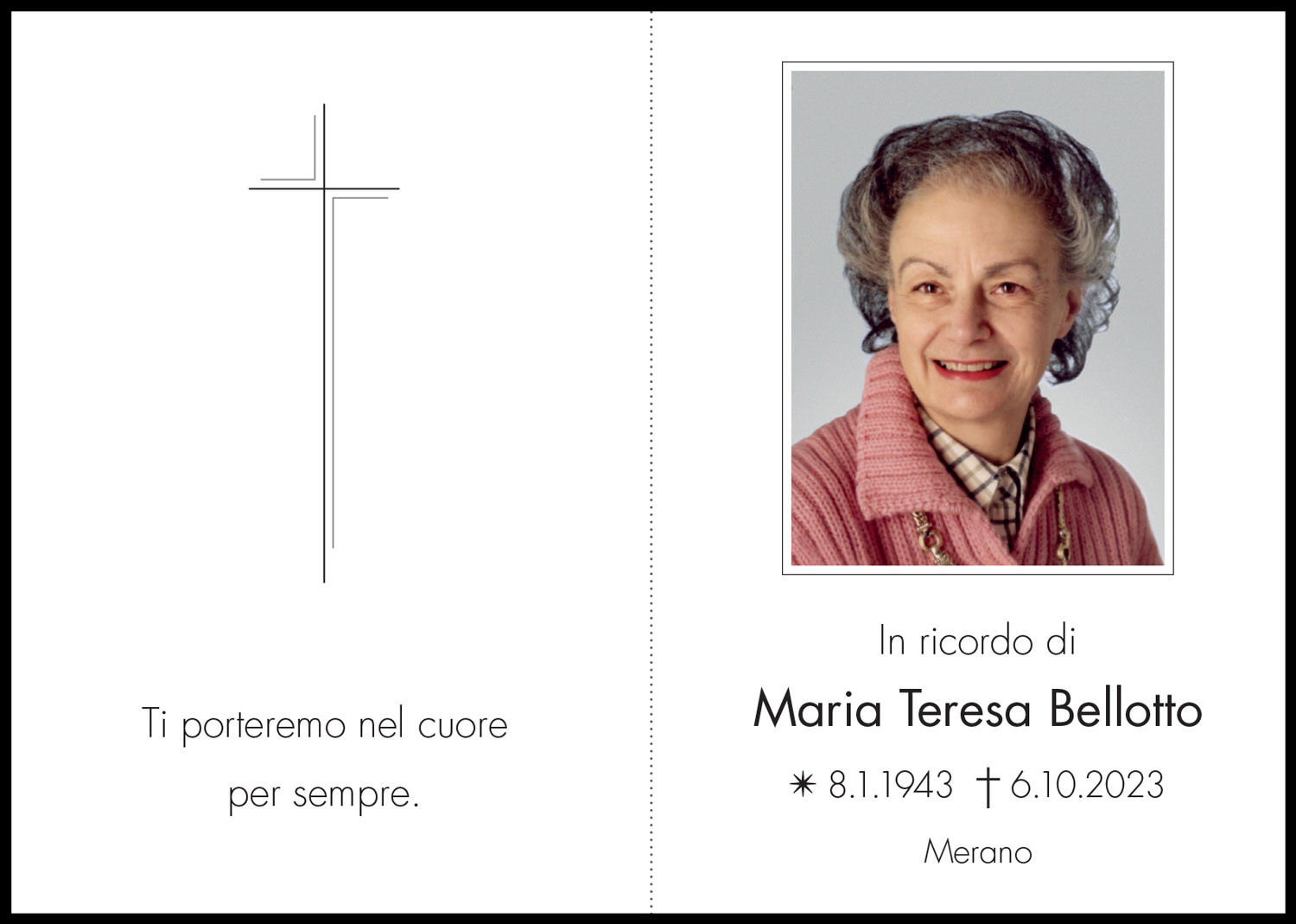 Sterbebild: Maria Teresa Bellotto