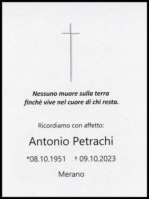 Sterbebild: Antonio Petrachi