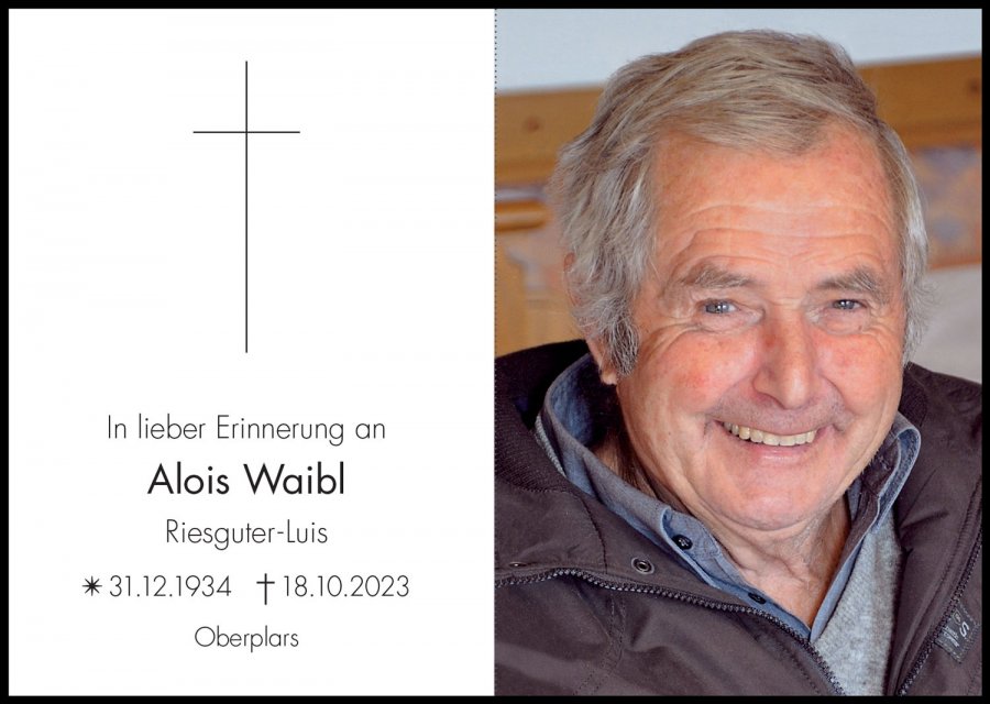 Sterbebild: Alois Waibl