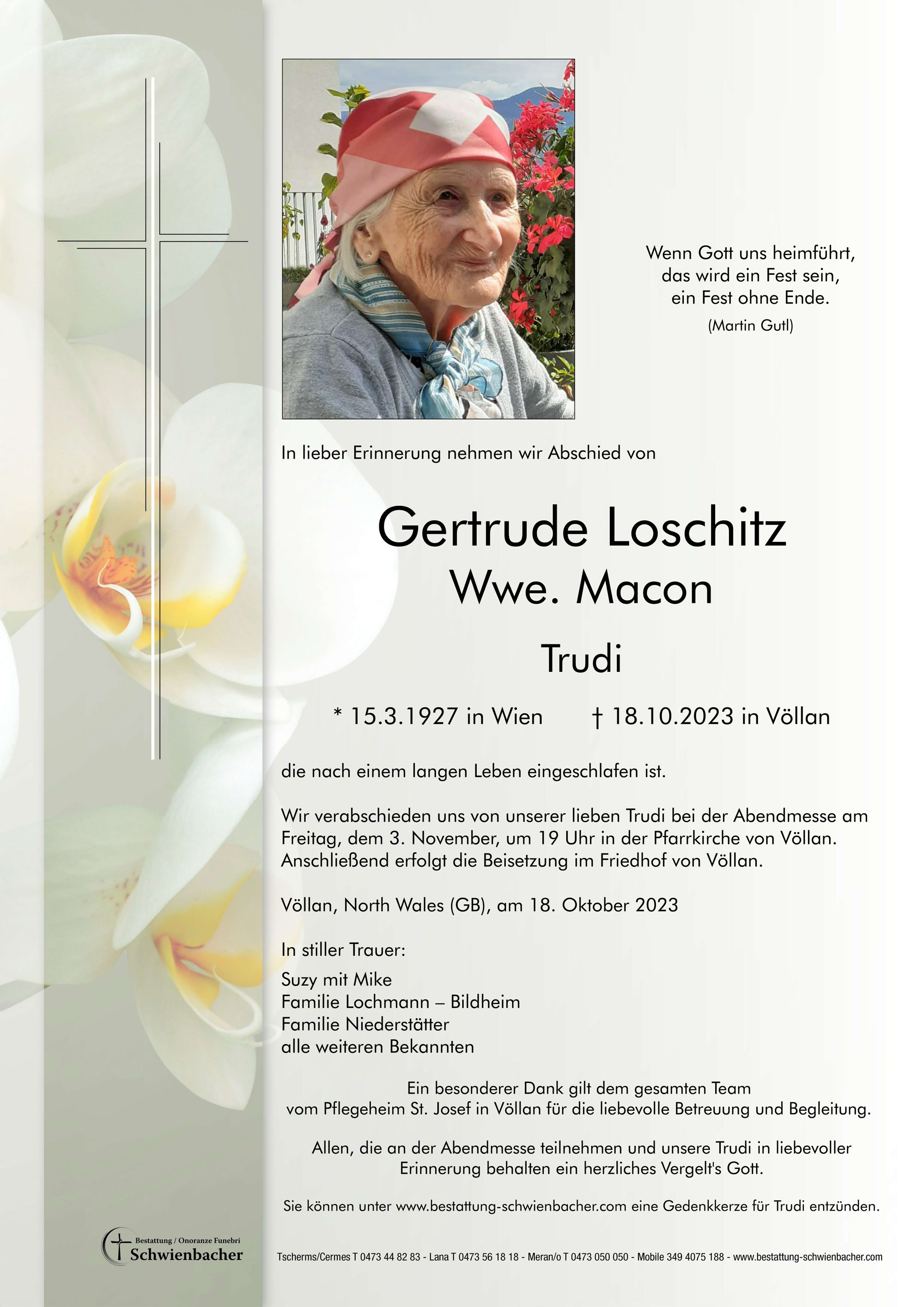 Parte: Gertrude Loschitz Wwe. Macon 