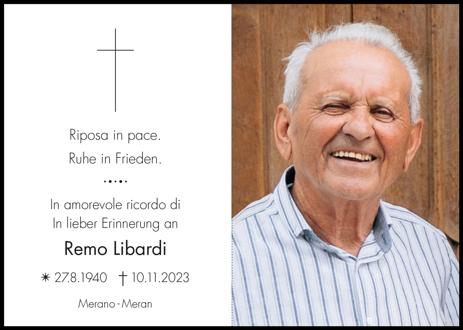Sterbebild: Remo Libardi