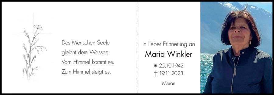 Sterbebild: Maria Winkler