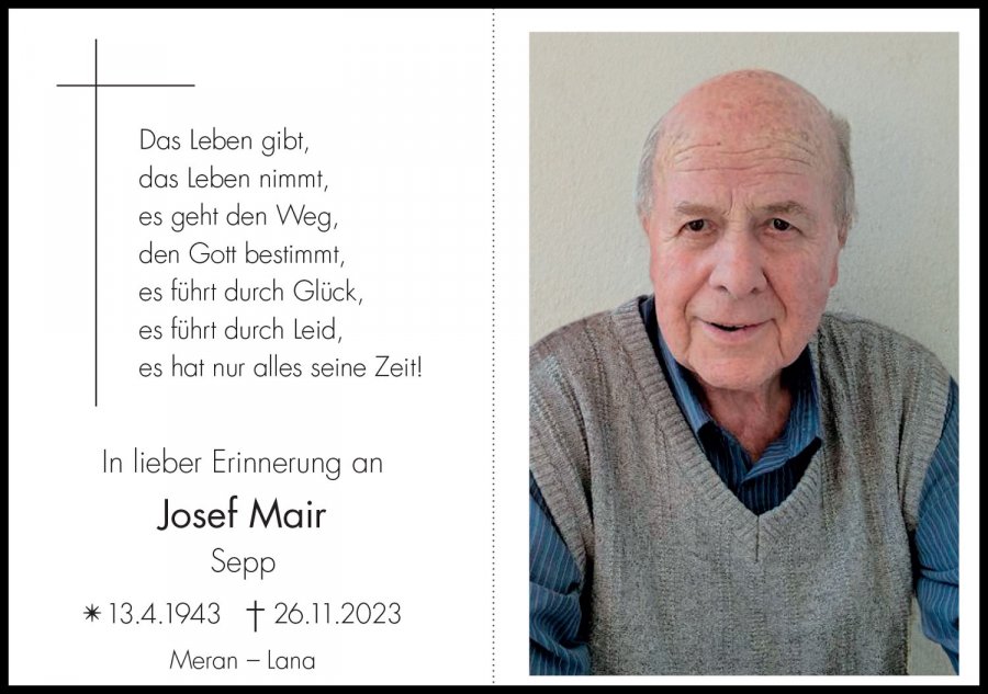 Sterbebild: Josef Mair