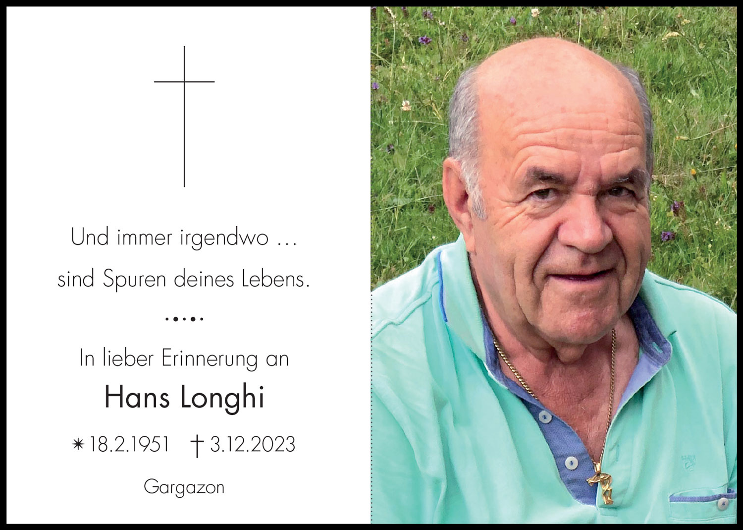 Sterbebild: Hans Longhi