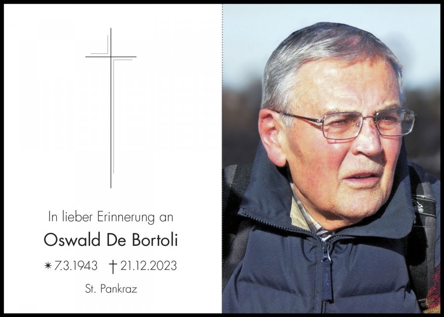 Sterbebild: Oswald De Bortoli