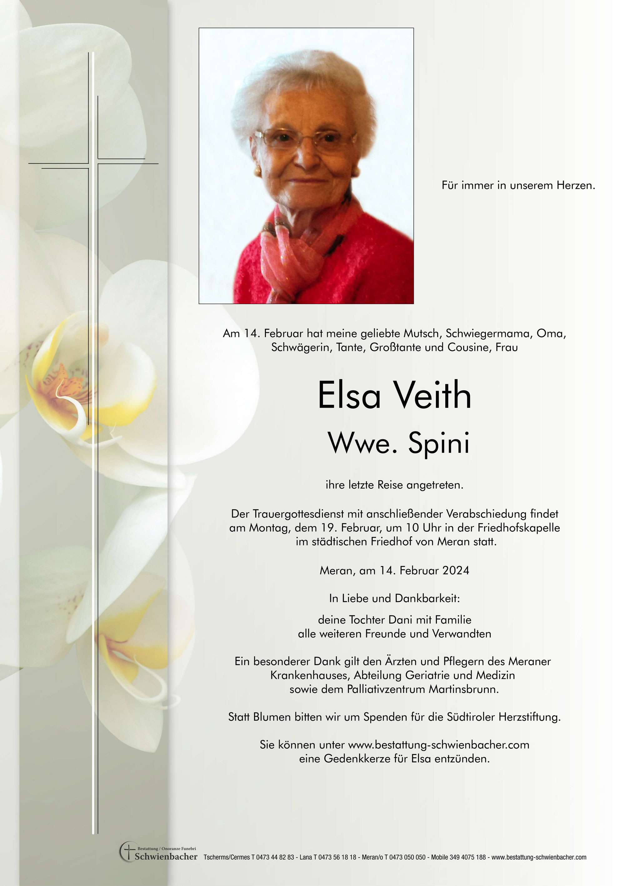 Parte: Elsa Wwe. Spini geb. Veith