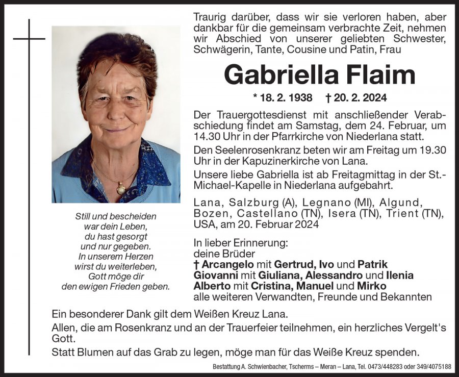 Medien: Gabriella Flaim