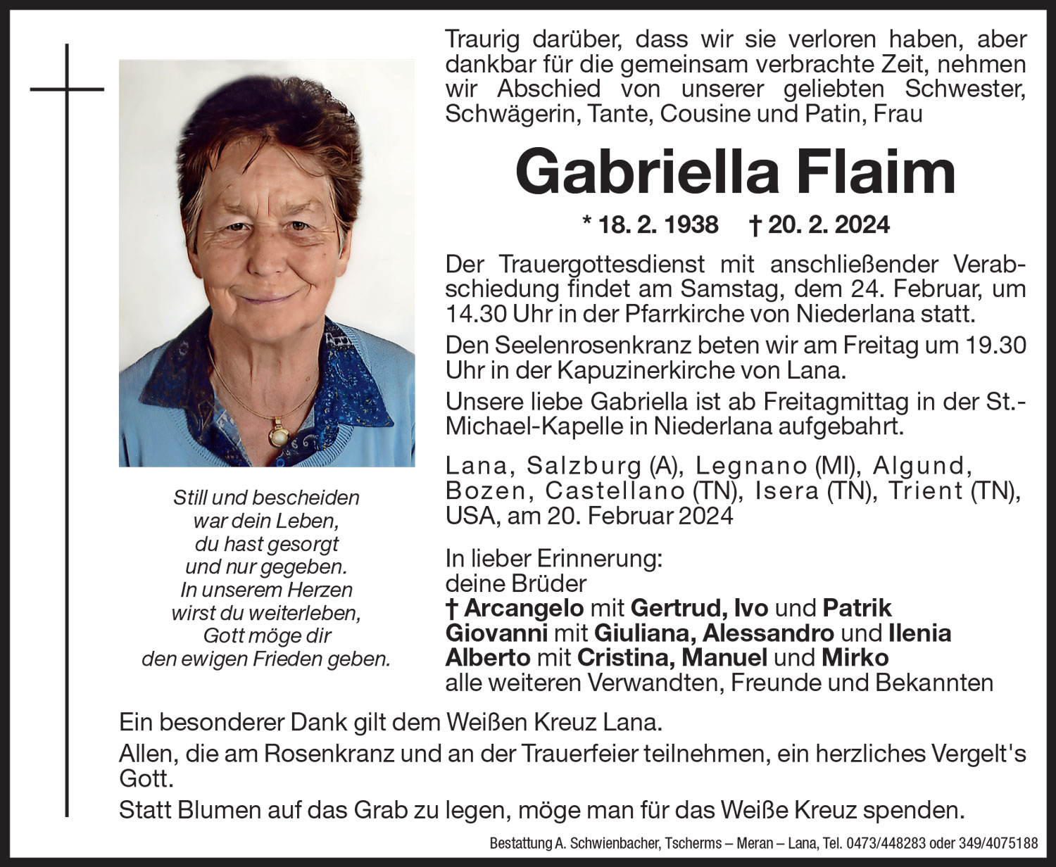 Medien: Gabriella Flaim