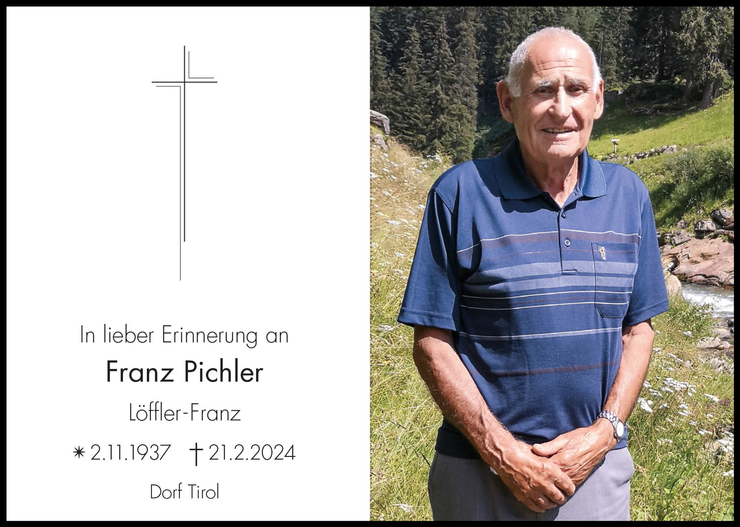 Sterbebild: Franz Pichler