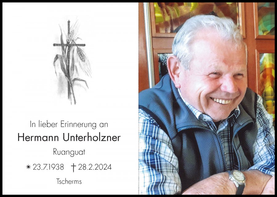 Sterbebild: Hermann Unterholzner