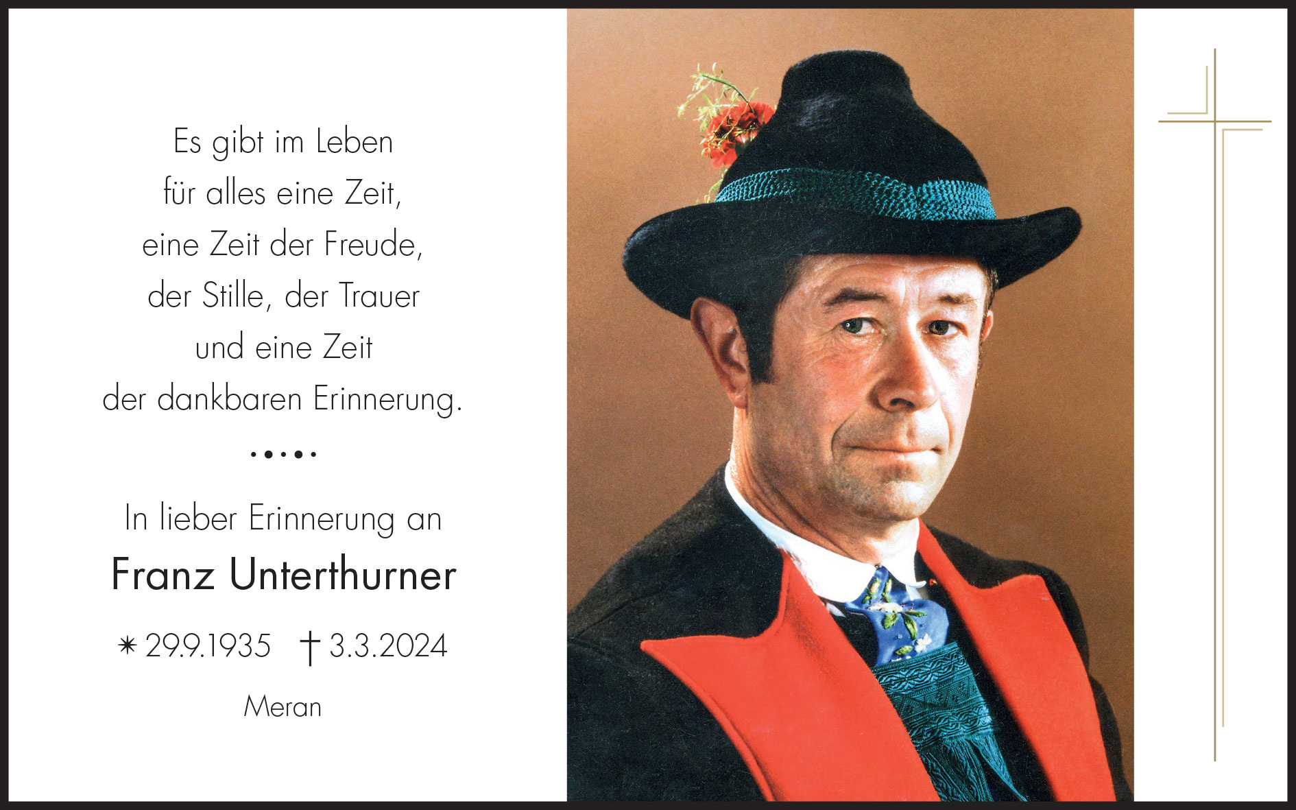 Sterbebild: Franz Unterthurner