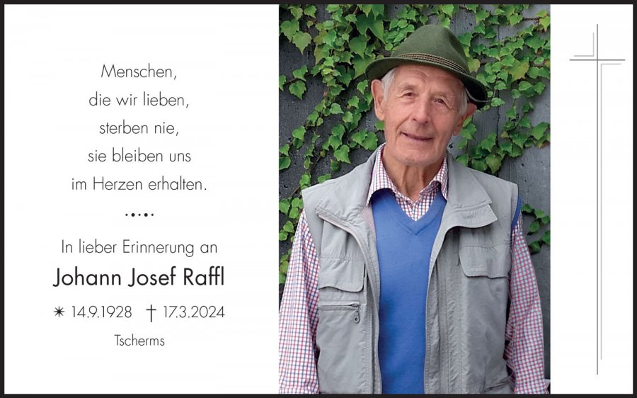 Sterbebild: Johann Josef Raffl