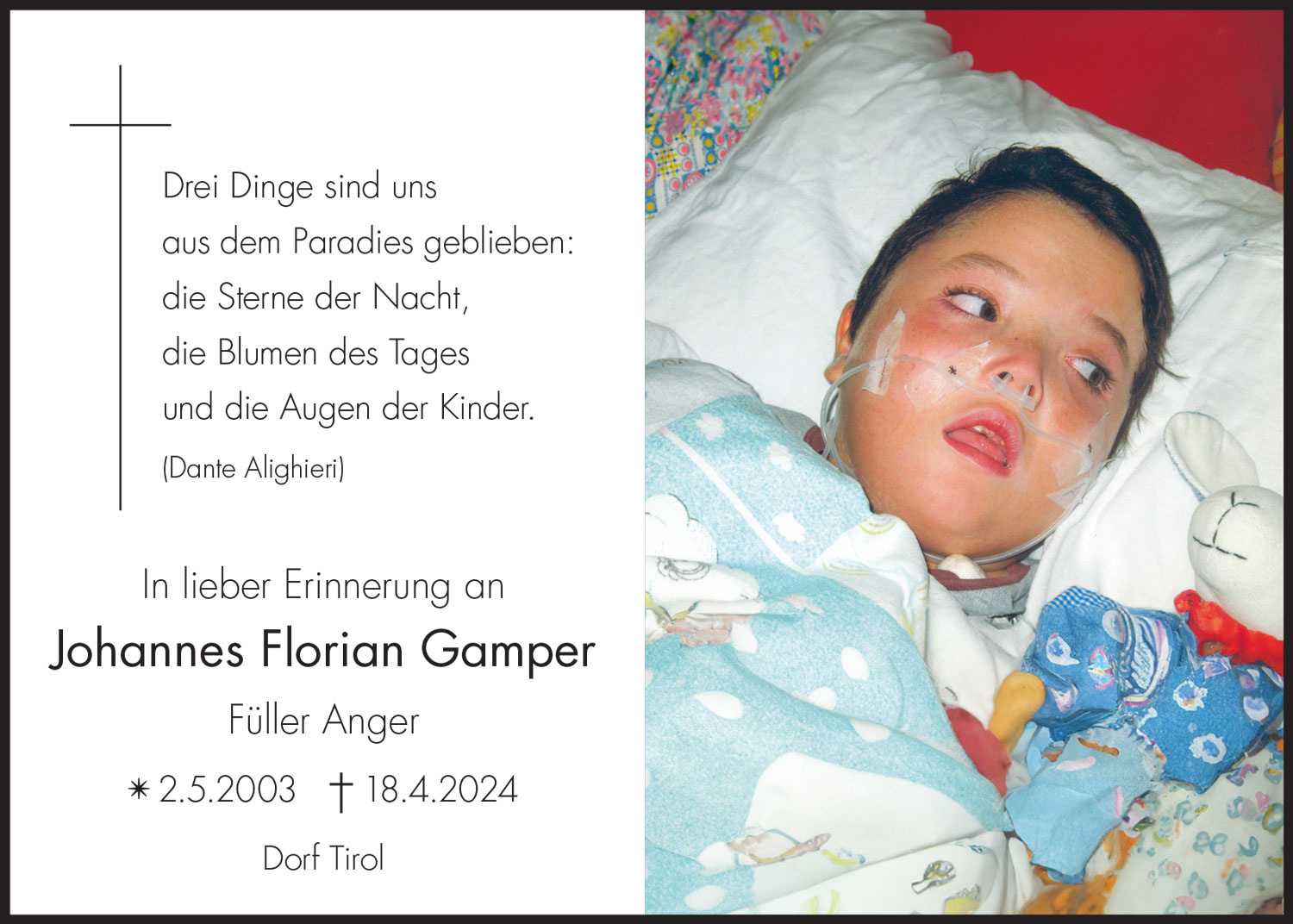 Sterbebild: Johannes Florian Gamper