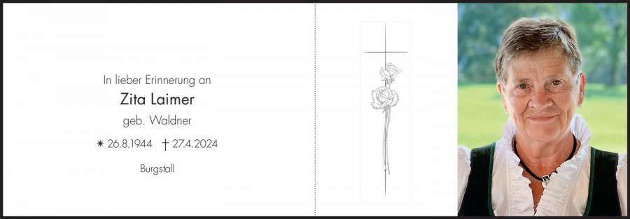 Sterbebild: Zita Laimer geb. Waldner