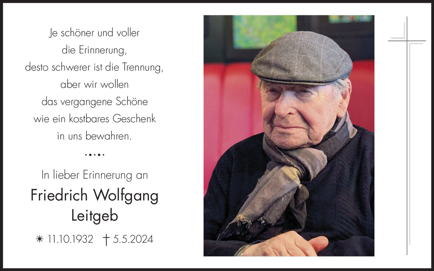 Sterbebild: Friedrich Wolfgang Leitgeb