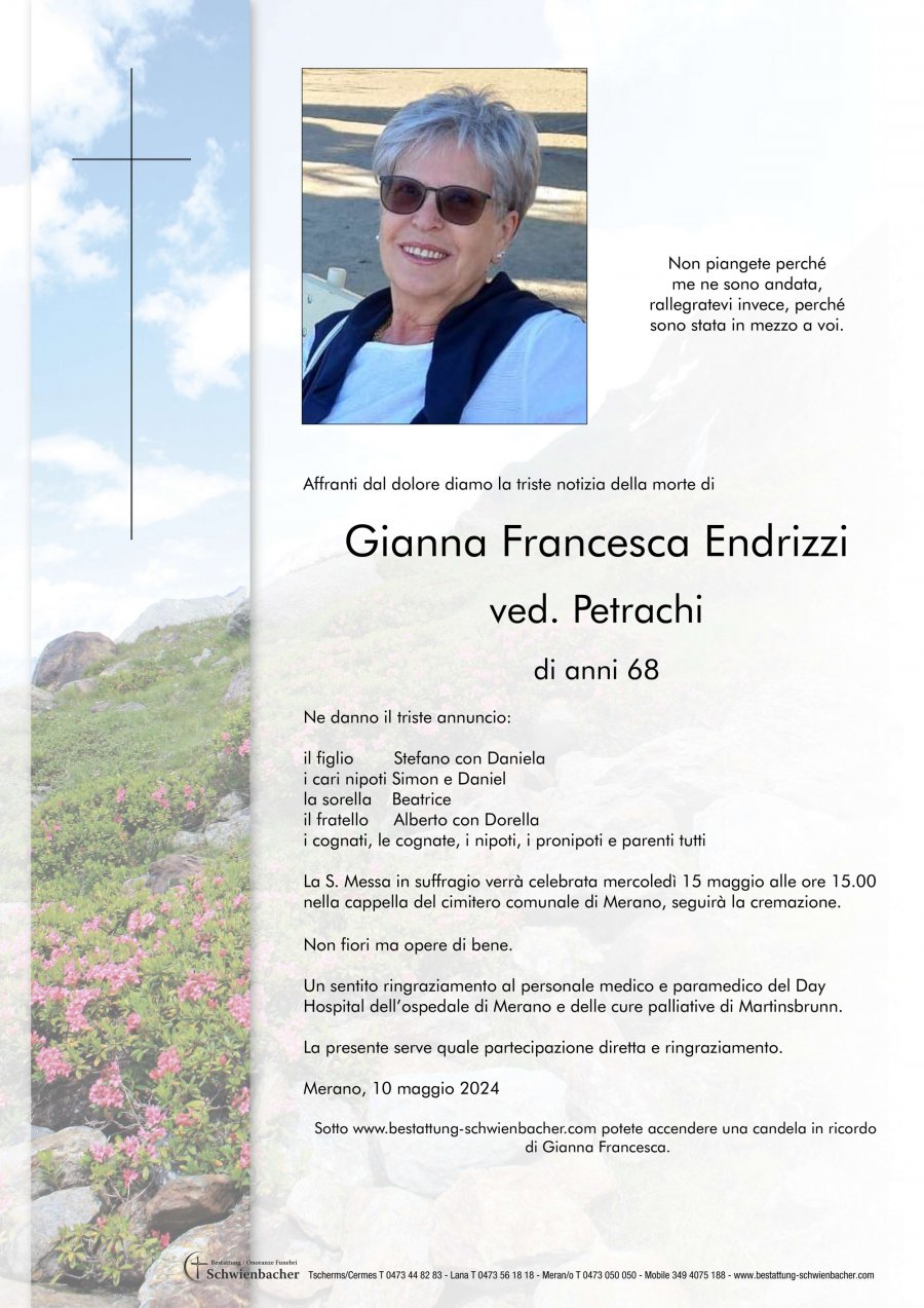 Parte: Gianna Francesca ved. Petrachi nata Endrizzi
