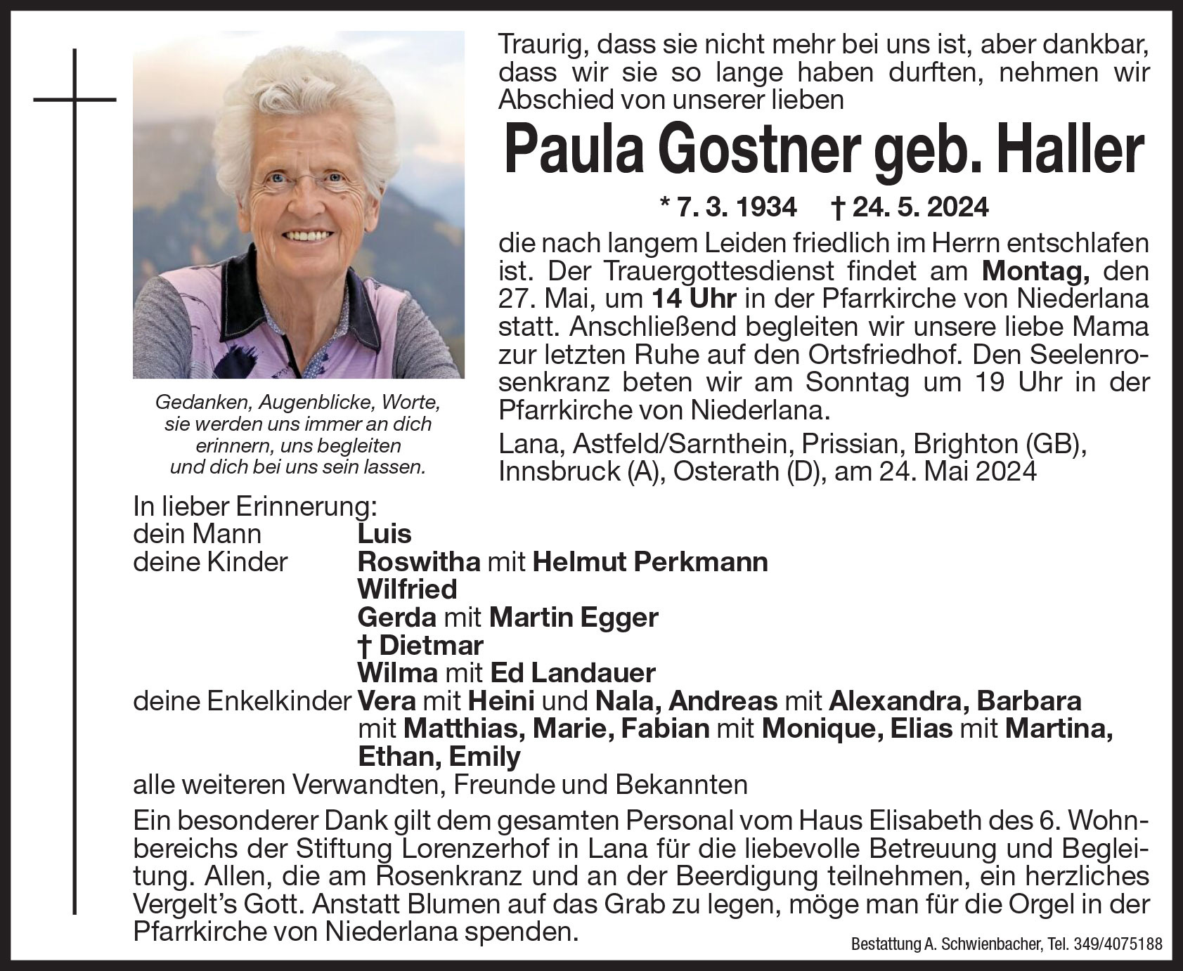 Medien: Paula Gostner geb. Haller