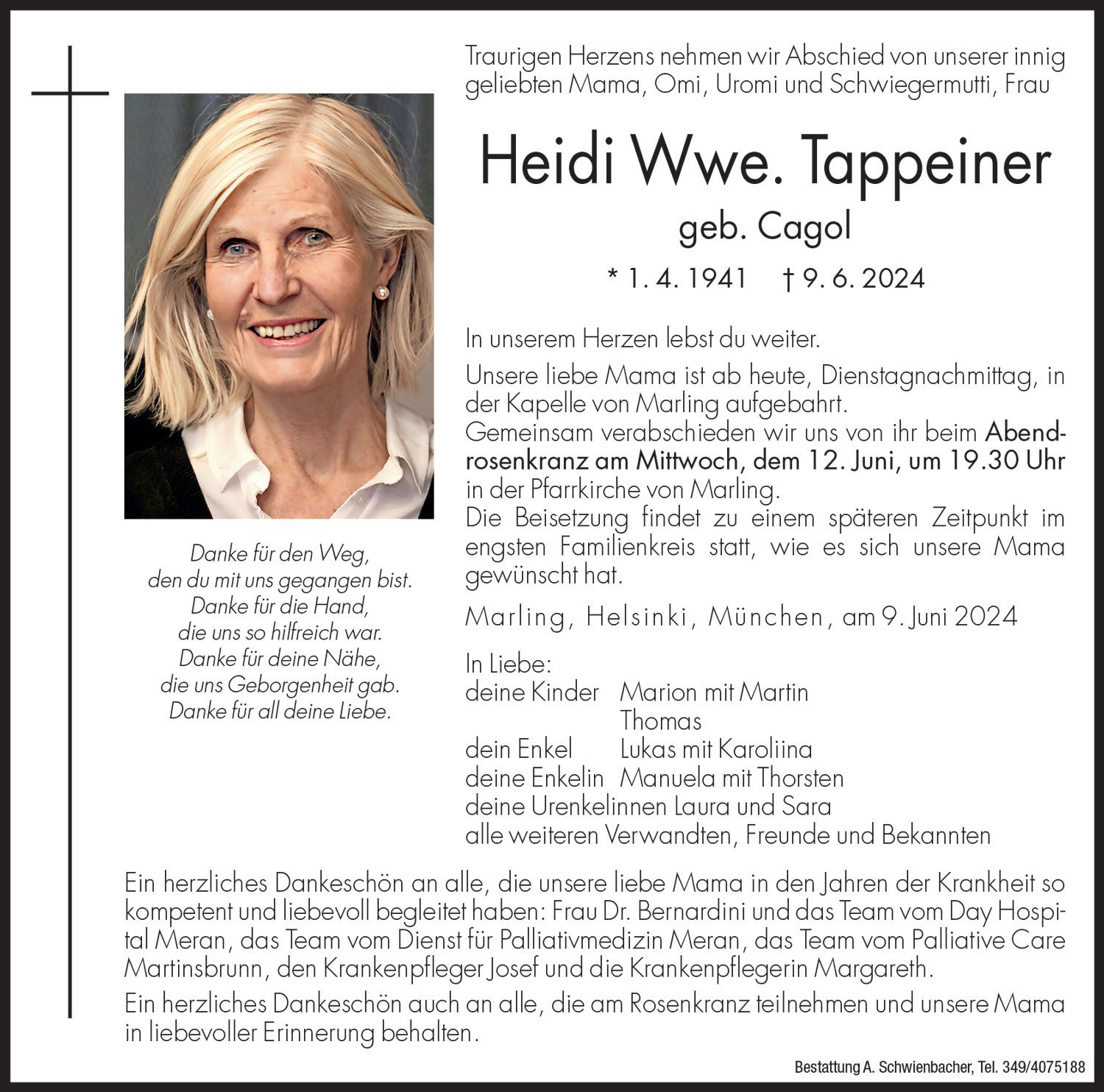 Medien: Heidi Wwe. Tappeiner geb. Cagol