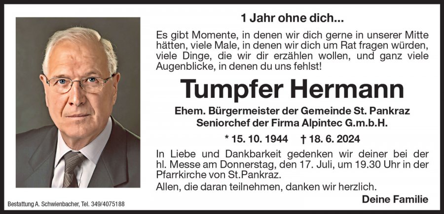 Jahrtag: Hermann Tumpfer