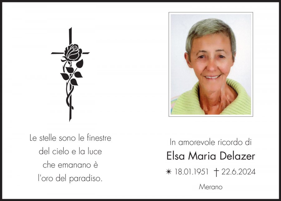 Sterbebild: Elsa Maria Delazer