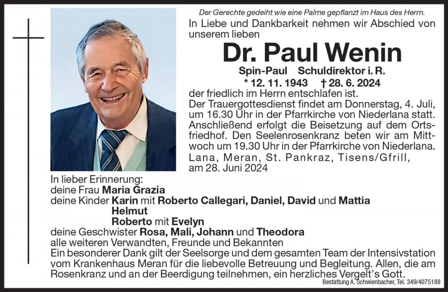 Medien: Dr. Paul Wenin