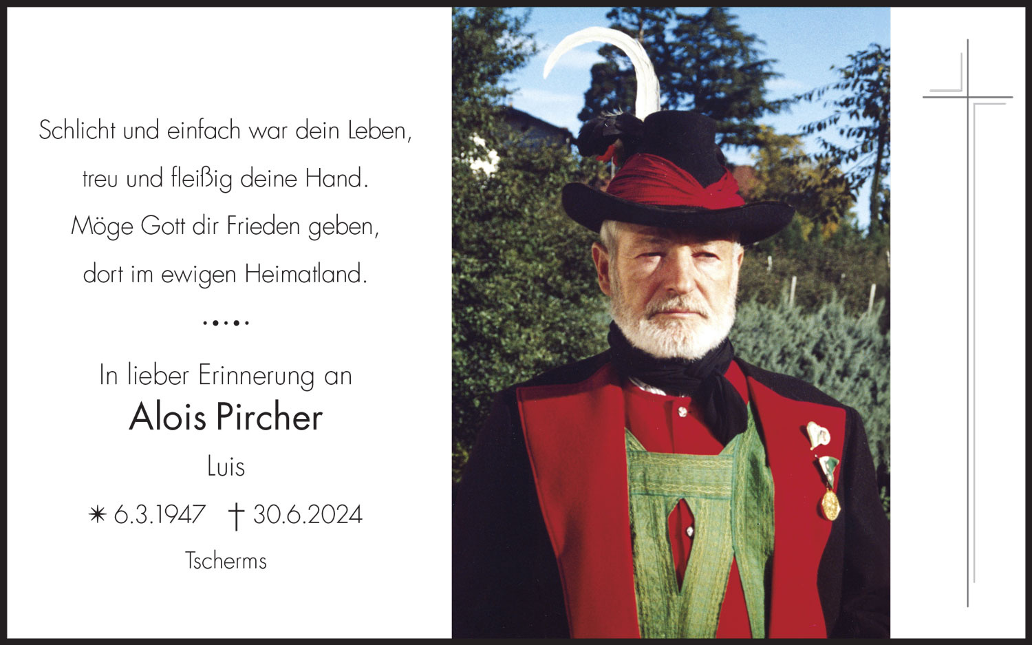 Sterbebild: Alois Pircher