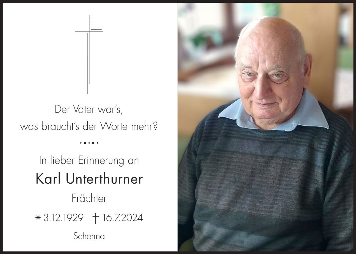 Sterbebild: Karl Unterthurner