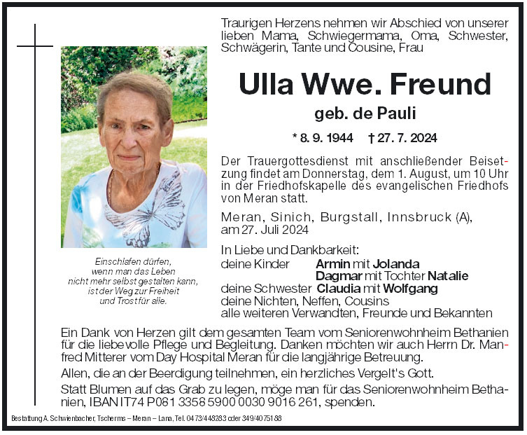 Medien: Ulla Wwe. Freund de Pauli