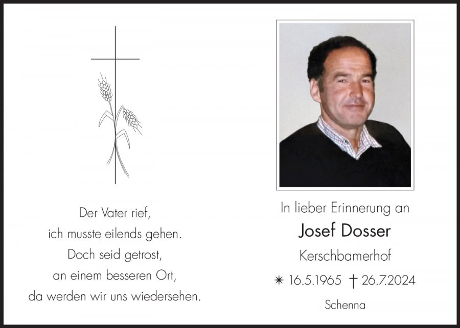 Sterbebild: Josef Dosser