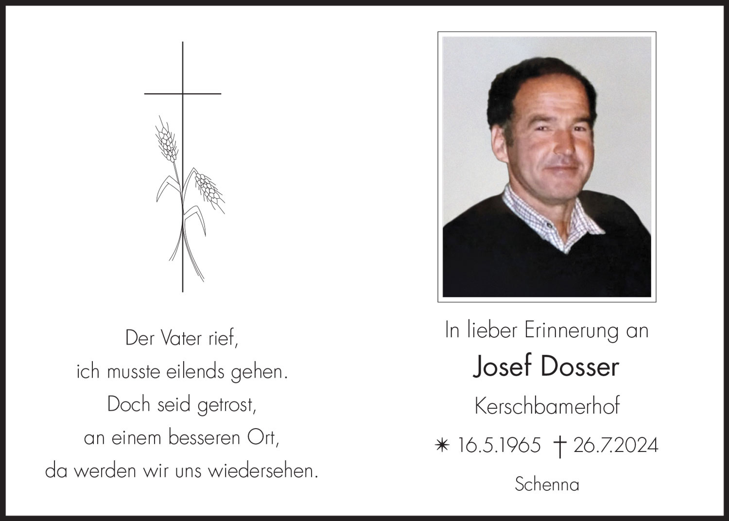 Sterbebild: Josef Dosser