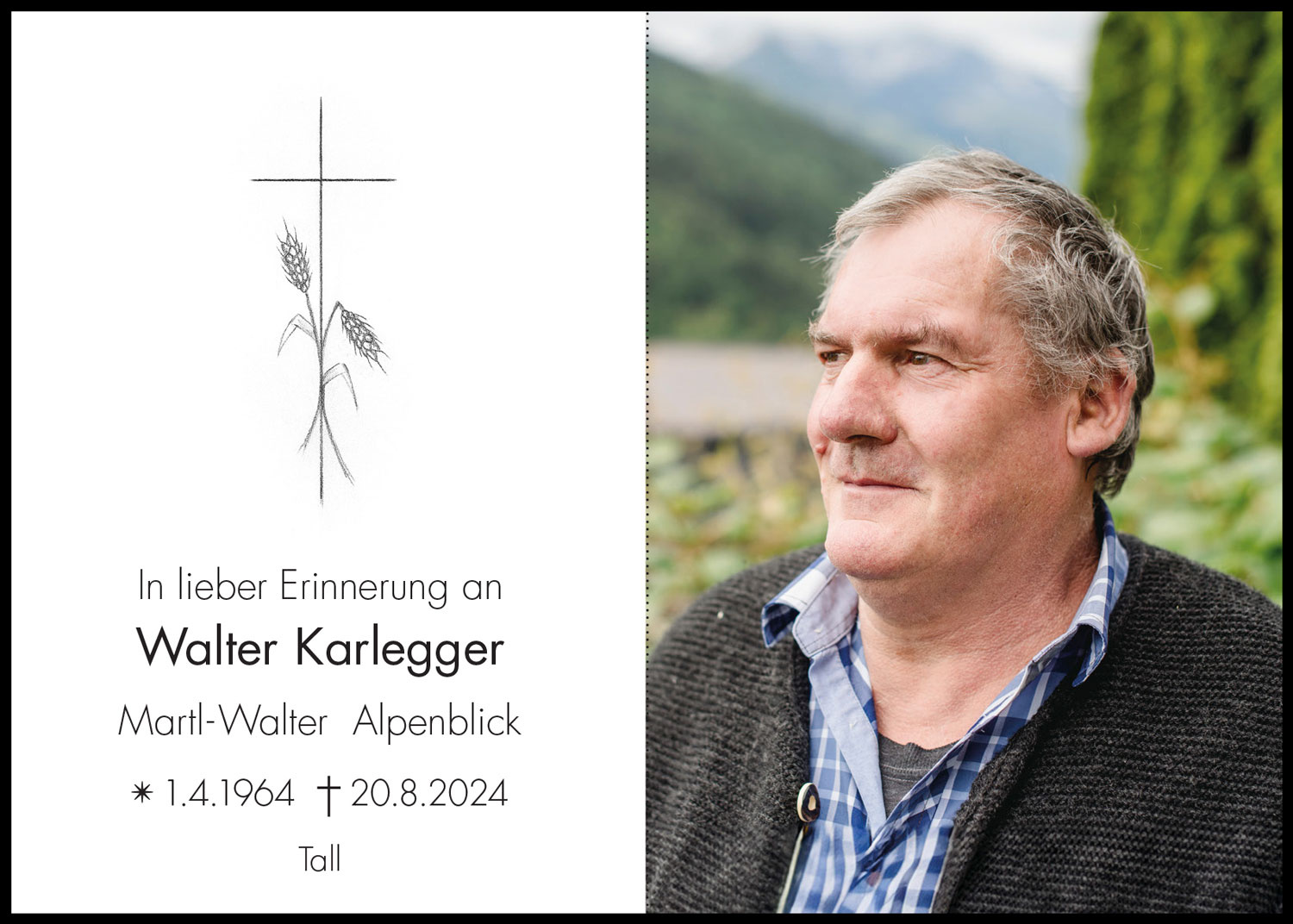 Sterbebild: Walter Karlegger