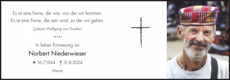 Sterbebild: Norbert Niederwieser