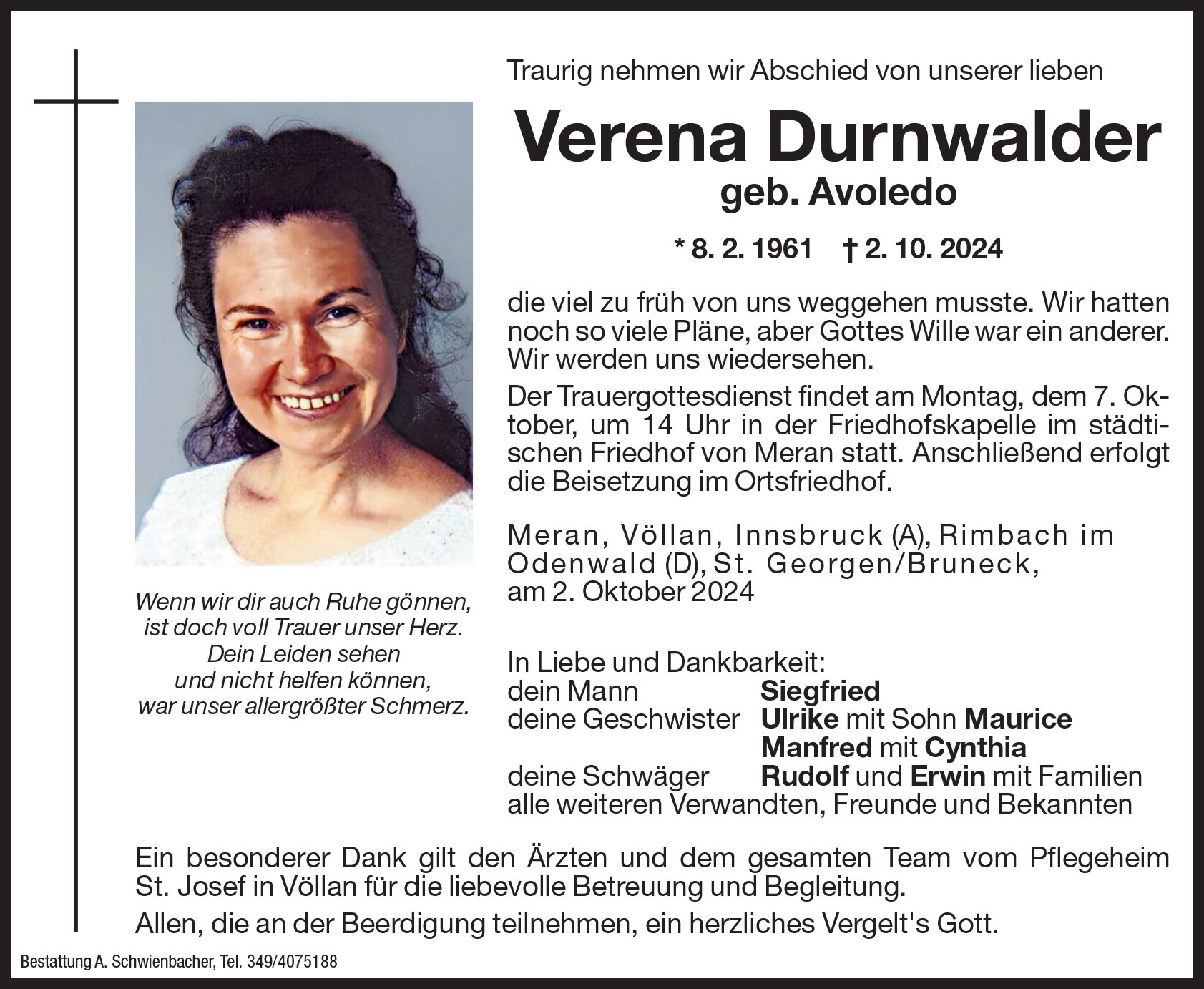 Medien: Verena Durnwalder geb. Avoledo