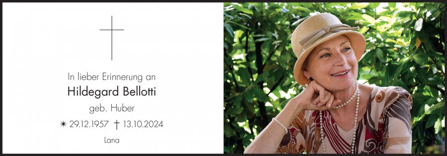Sterbebild: Hildegard Bellotti geb. Huber