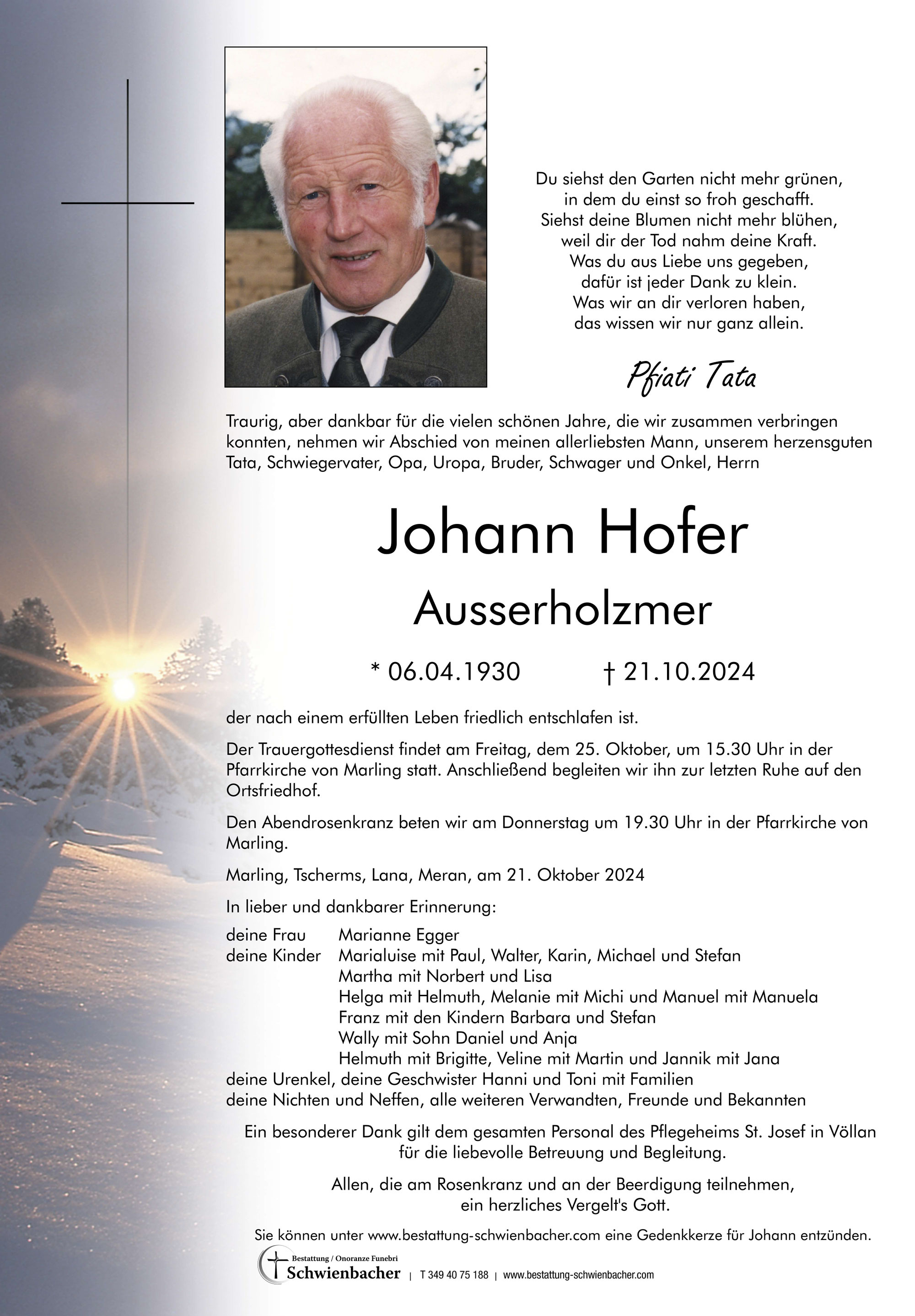 Parte: Johann Hofer 