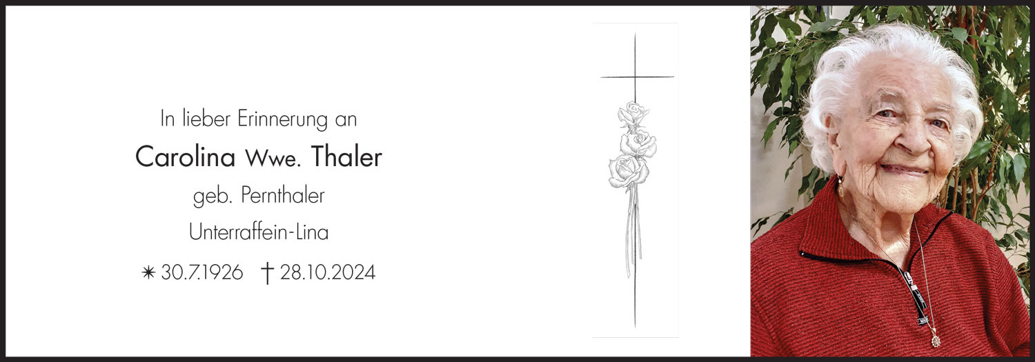 Sterbebild: Carolina Wwe. Thaler geb. Pernthaler