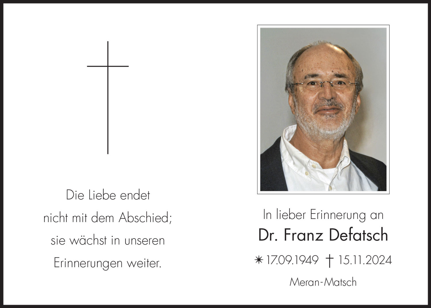 Sterbebild: Franz Defatsch