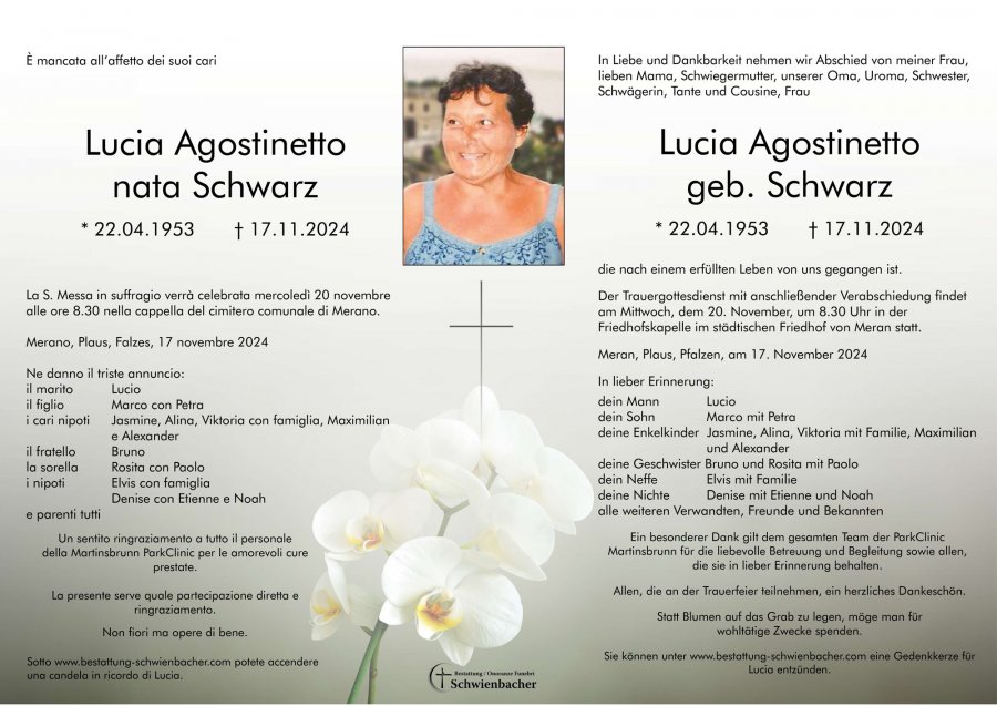 Parte: Lucia Agostinetto geb. Schwarz