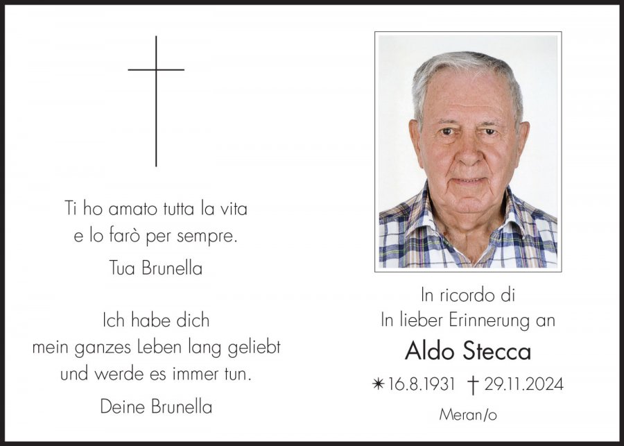 Sterbebild: Aldo Stecca