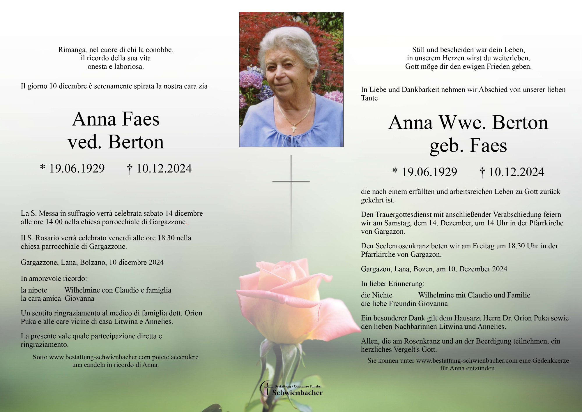 Parte: Anna Wwe. Berton geb. Faes 