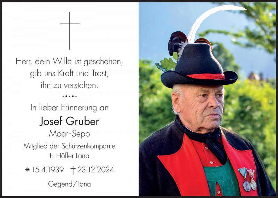 Sterbebild: Josef Gruber