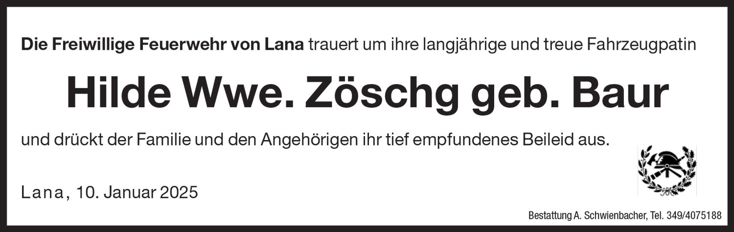 Medien: Hilde Wwe. Zöschg geb. Baur