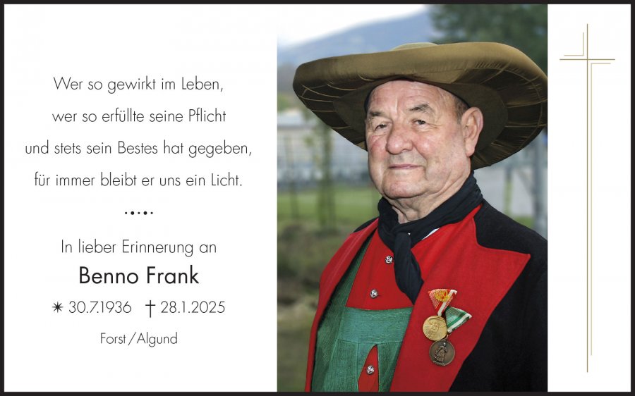 Sterbebild: Benignus Frank