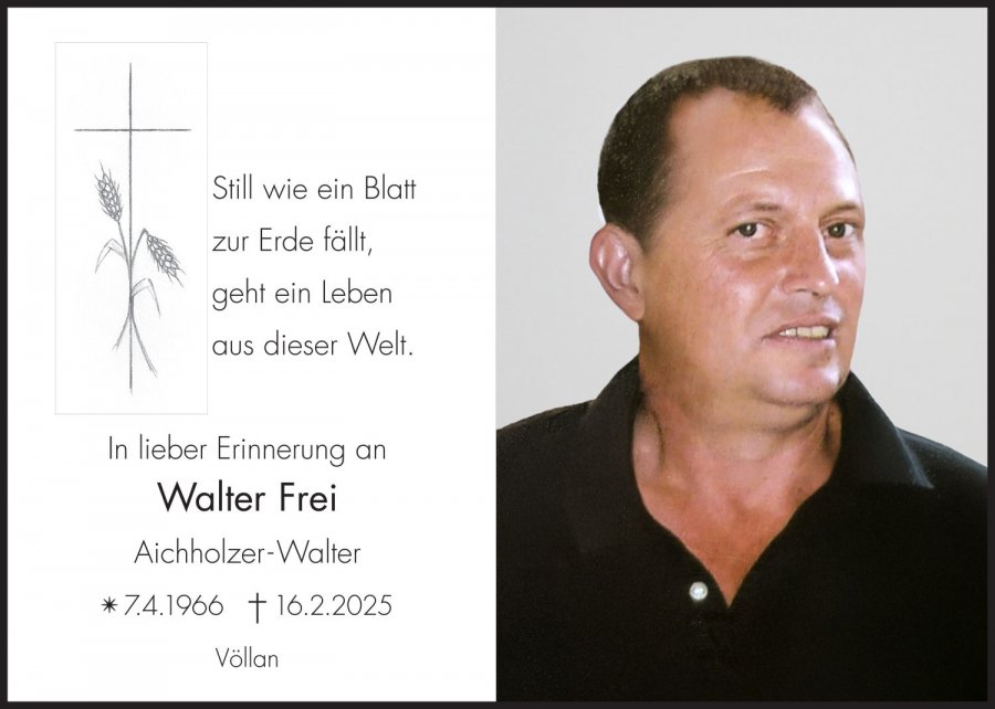 Sterbebild: Walter Frei