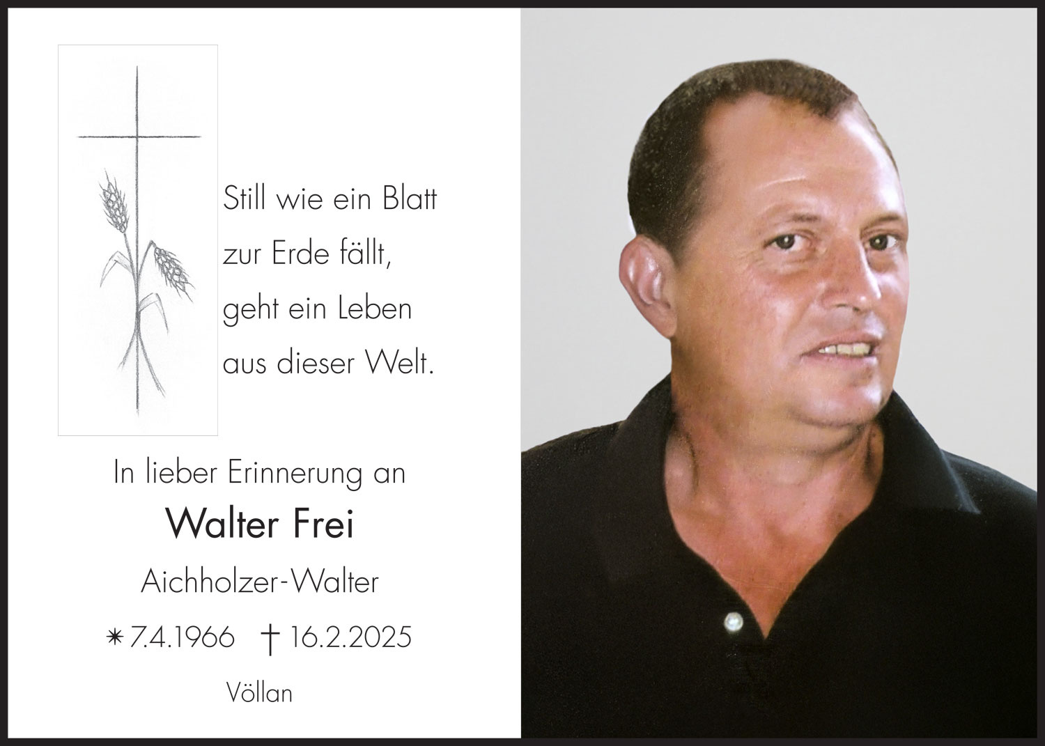 Sterbebild: Walter Frei