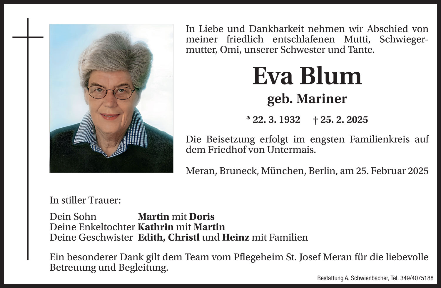 Medien: Eva Wwe. Blum geb. Mariner